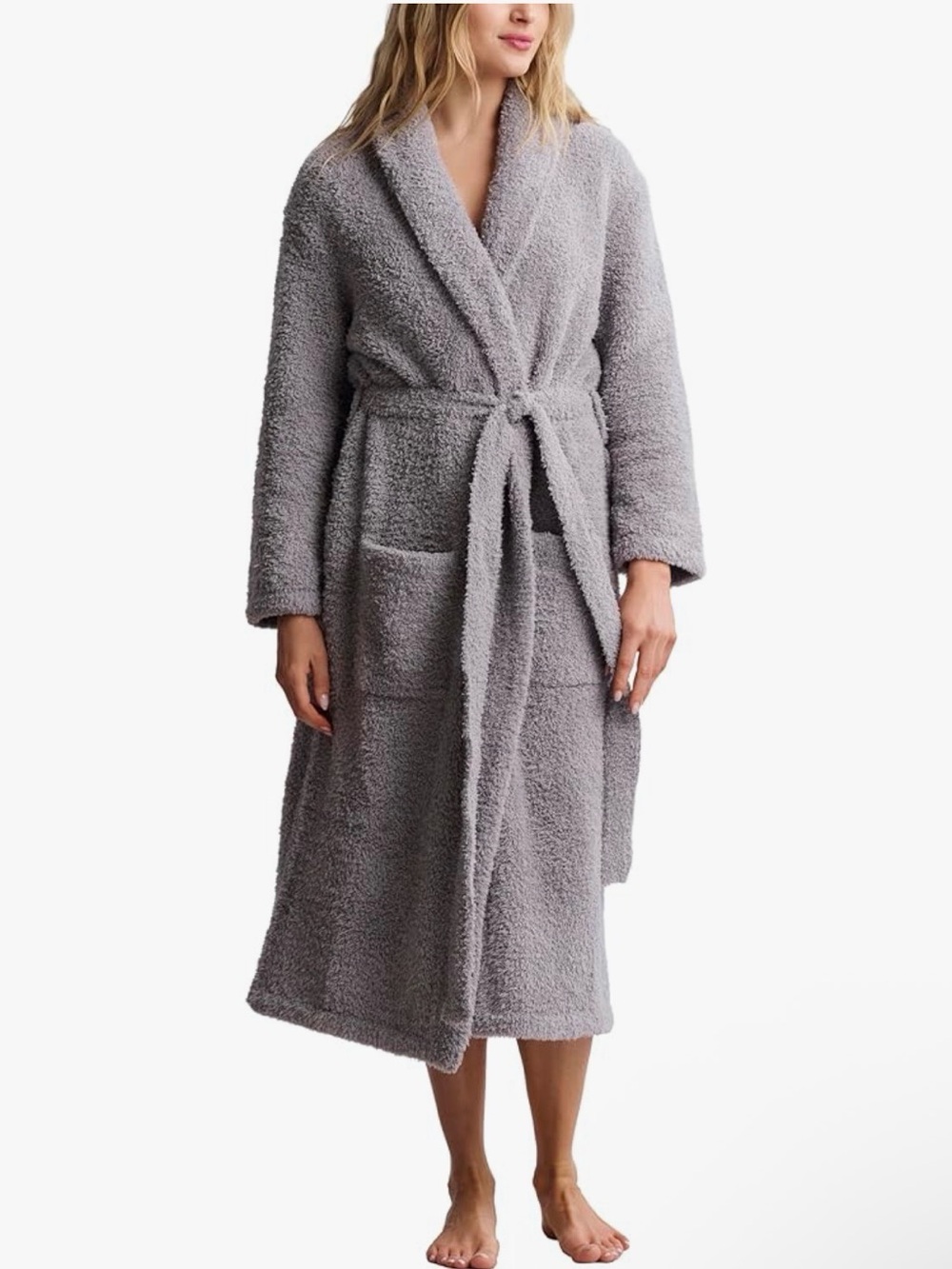 Barefoot Dreams CozyChic Plush Robe in Light Gray